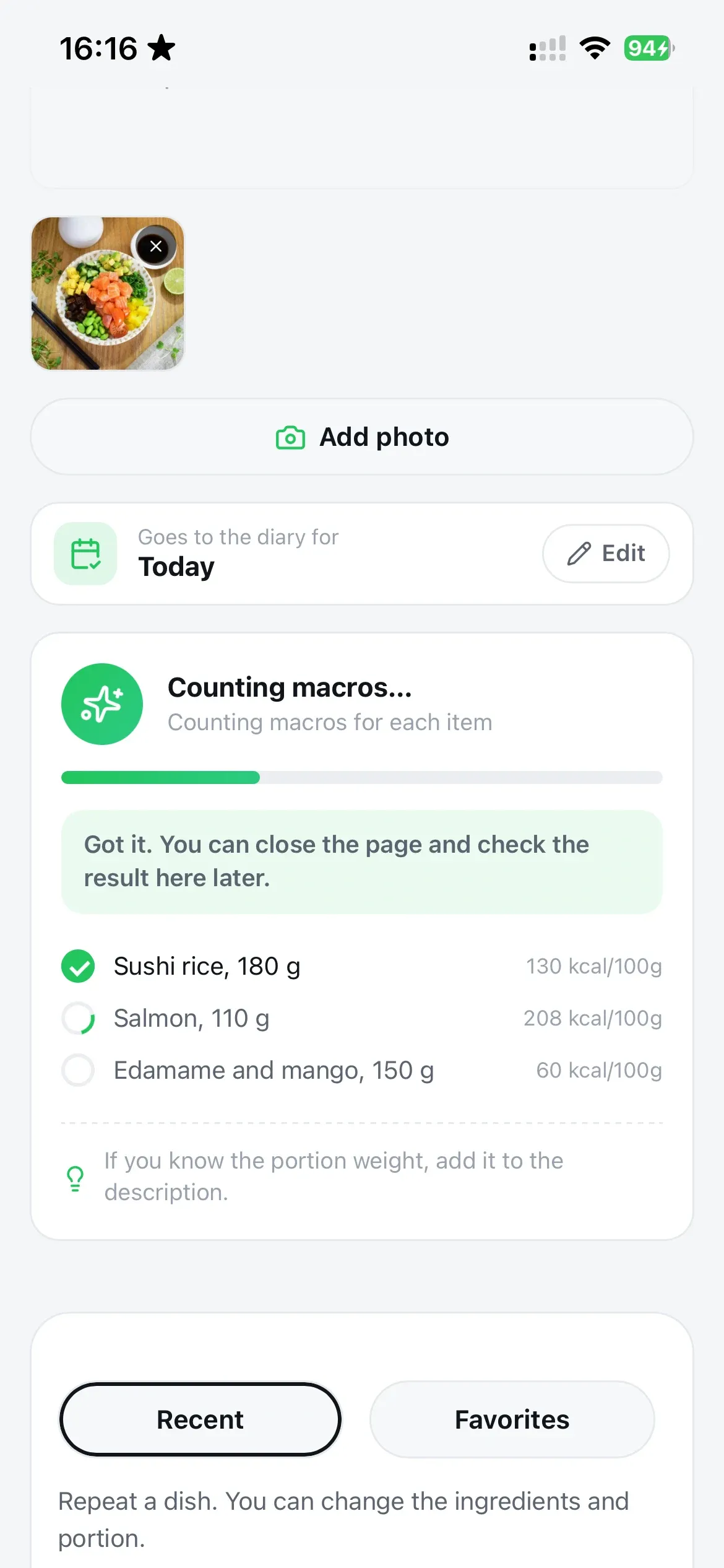 The AI counting macros for each product, live progress
